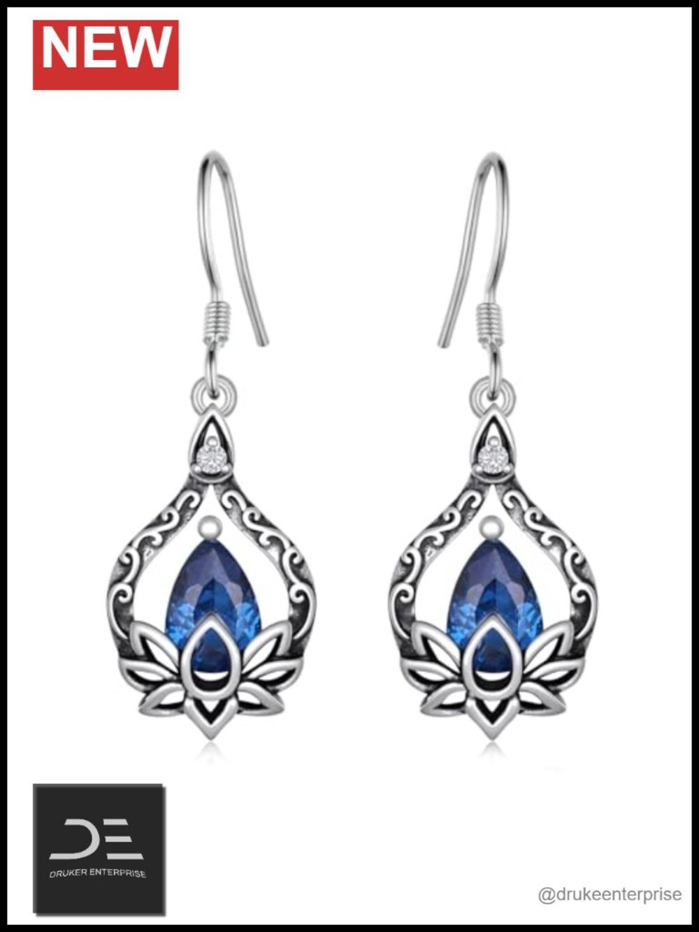 925 Sterling Silver Lotus Dangle Earrings for Women